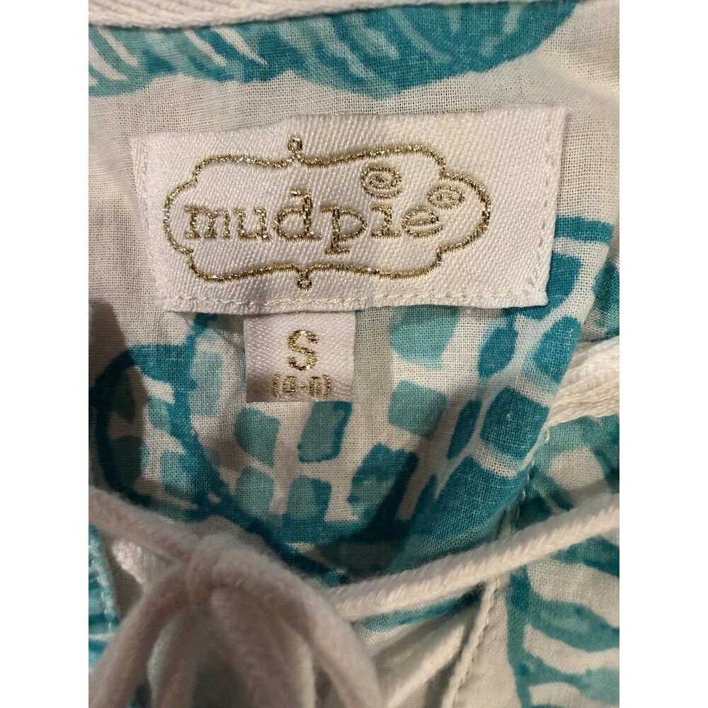 Mud Pie Aqua & White Sea Shell Swim Cover Up Perfect for Vaca/Cruise/Pool Small - Picture 5 of 7